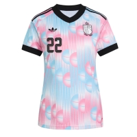 Camiseta Bélgica Alexis Saelemaekers #22 Segunda Equipación Replica Mundial 2026 para mujer mangas cortas